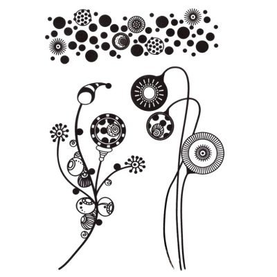 Silikonstempel Designerblume und Borte